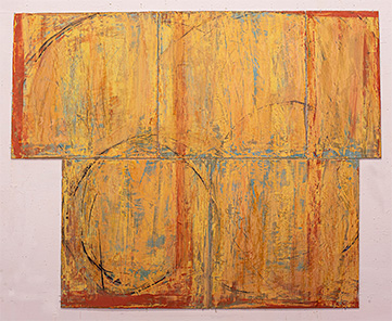 Circus Poster, 2022, 35x43.5x2&rdquo;, pigmented plaster on poplar